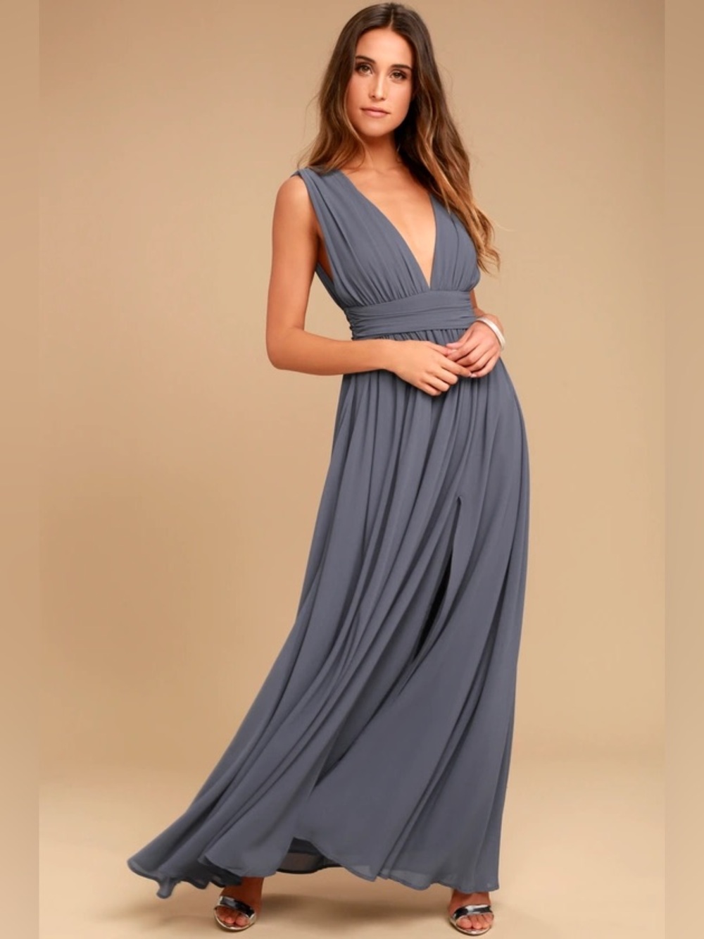 Lulu's Heavenly Hues Denim Blue Maxi Dress